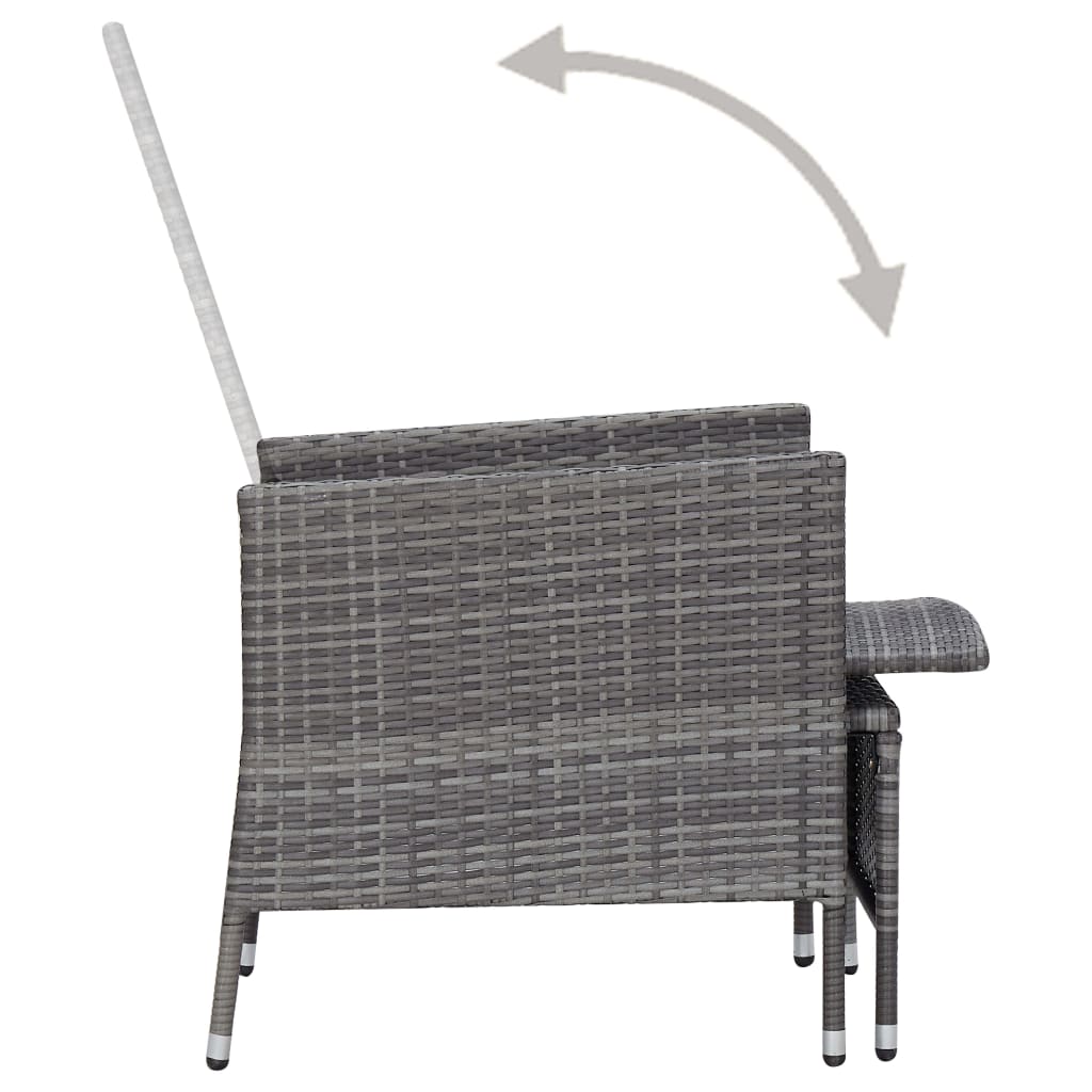 Salon de jardin 3 pcs avec coussins Résine tressée Gris