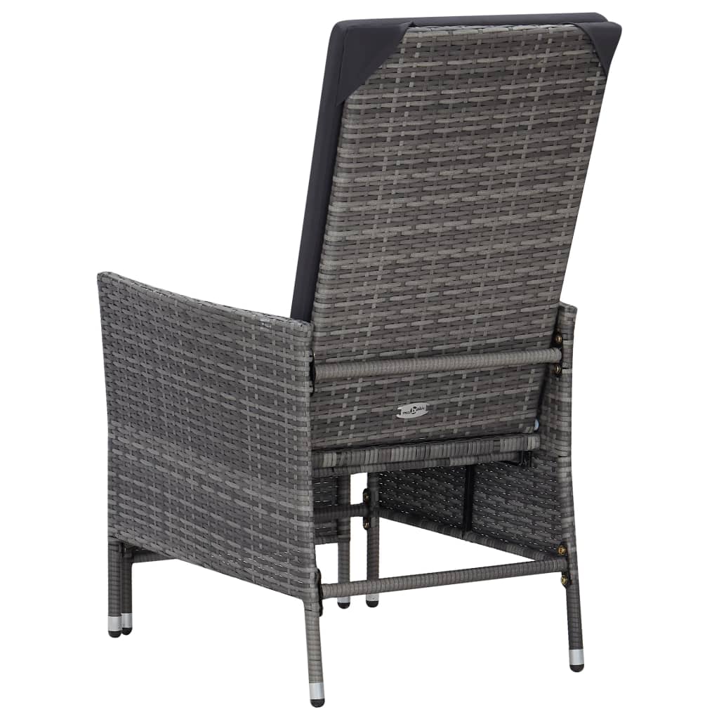 Salon de jardin 3 pcs avec coussins Résine tressée Gris