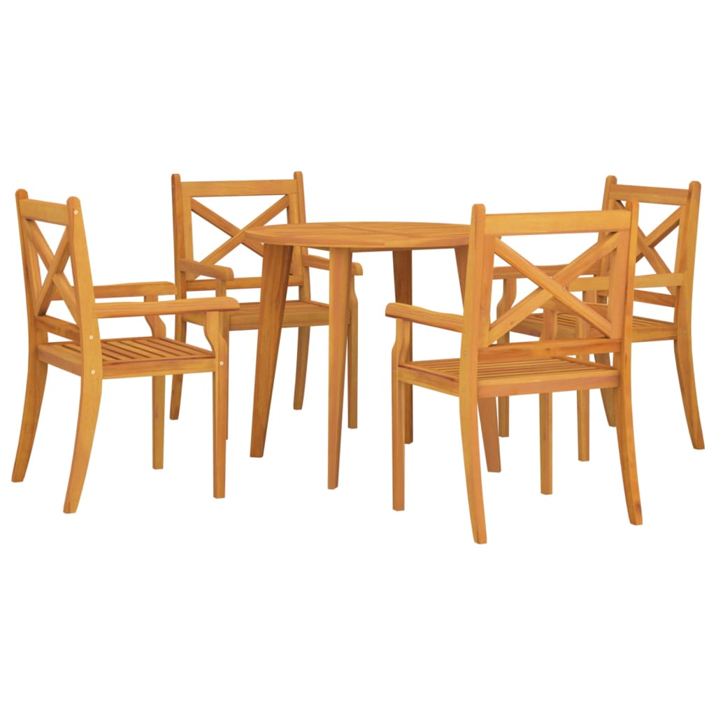 Ensemble à manger de jardin 5 pcs Bois d'acacia solide
