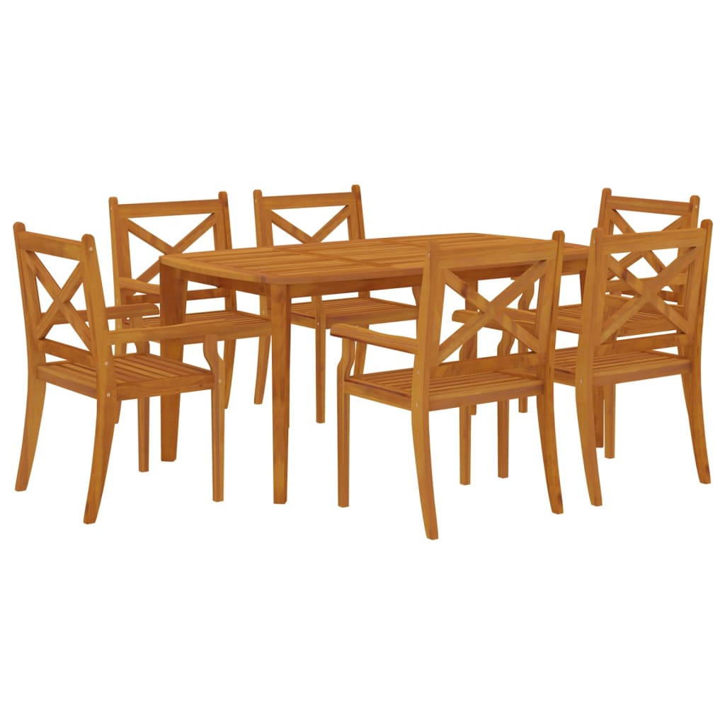 Ensemble à manger de jardin 7 pcs Bois d'acacia solide