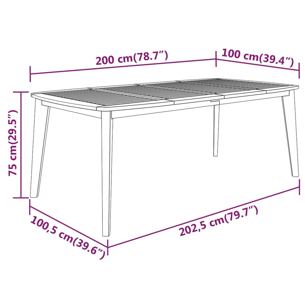 Ensemble à manger de jardin 7 pcs Bois d'acacia solide