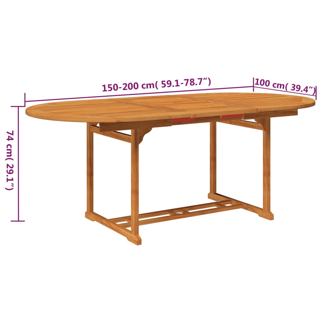 Ensemble à manger de jardin 5 pcs Bois d'acacia massif 150-200 cm