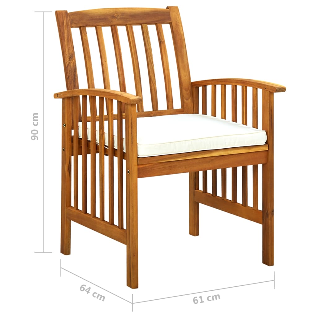 Ensemble à manger de jardin 5 pcs avec coussins Acacia solide