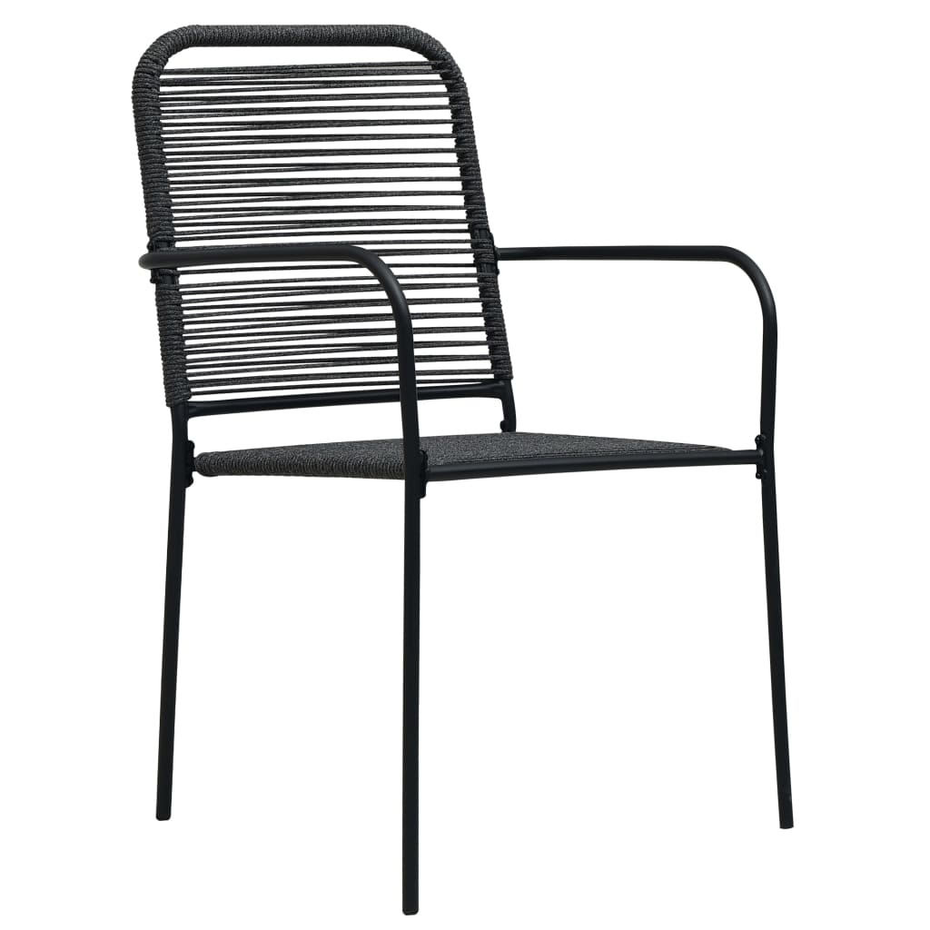 Ensemble à manger de jardin 3 pcs Corde en coton et acier Noir