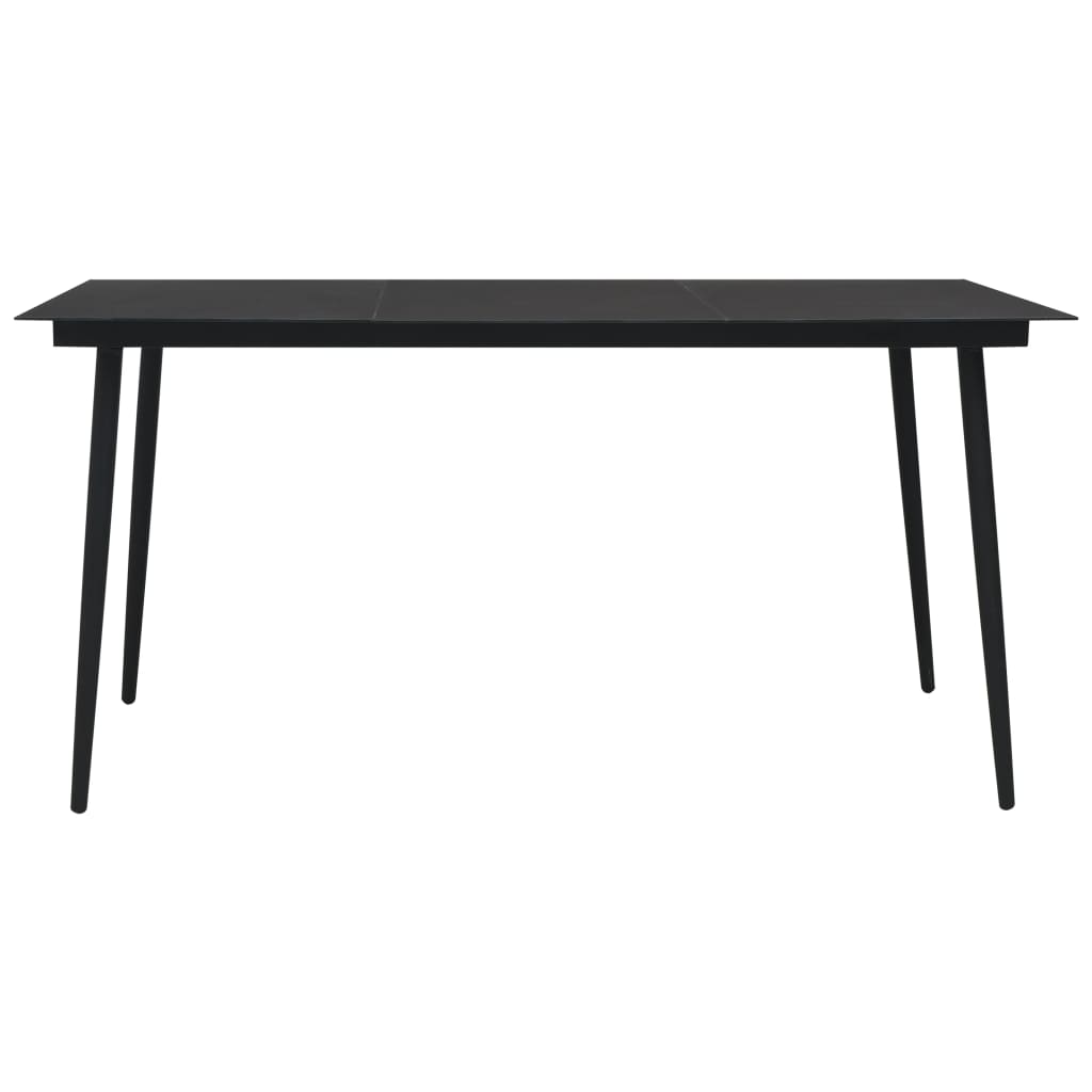 Ensemble à manger de jardin 7 pcs Corde en coton et acier Noir