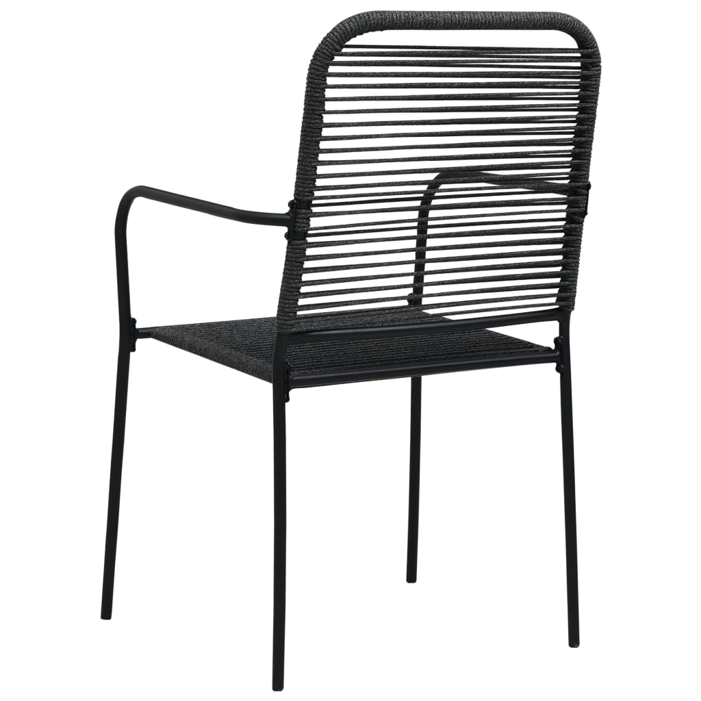 Ensemble à manger de jardin 7 pcs Corde en coton et acier Noir