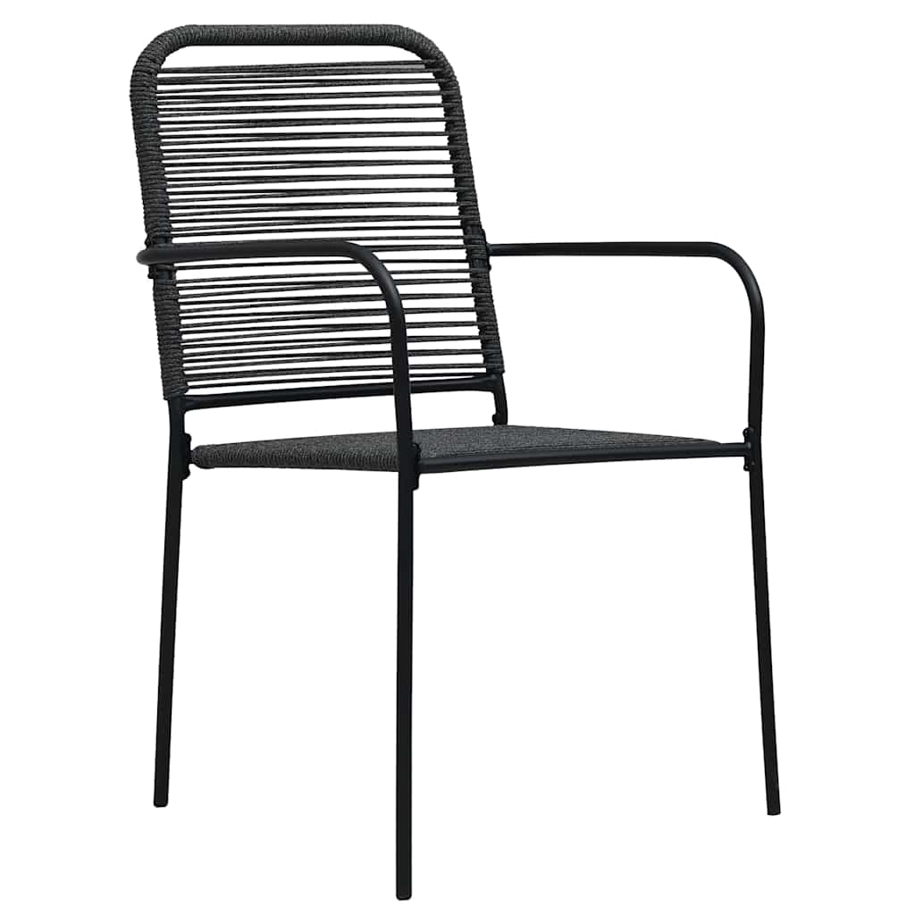 Ensemble à manger de jardin 5 pcs Corde en coton et acier Noir