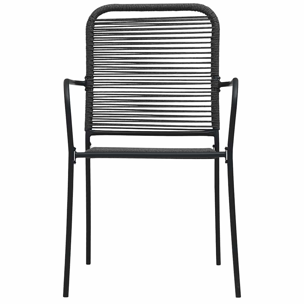 Ensemble à manger de jardin 5 pcs Corde en coton et acier Noir