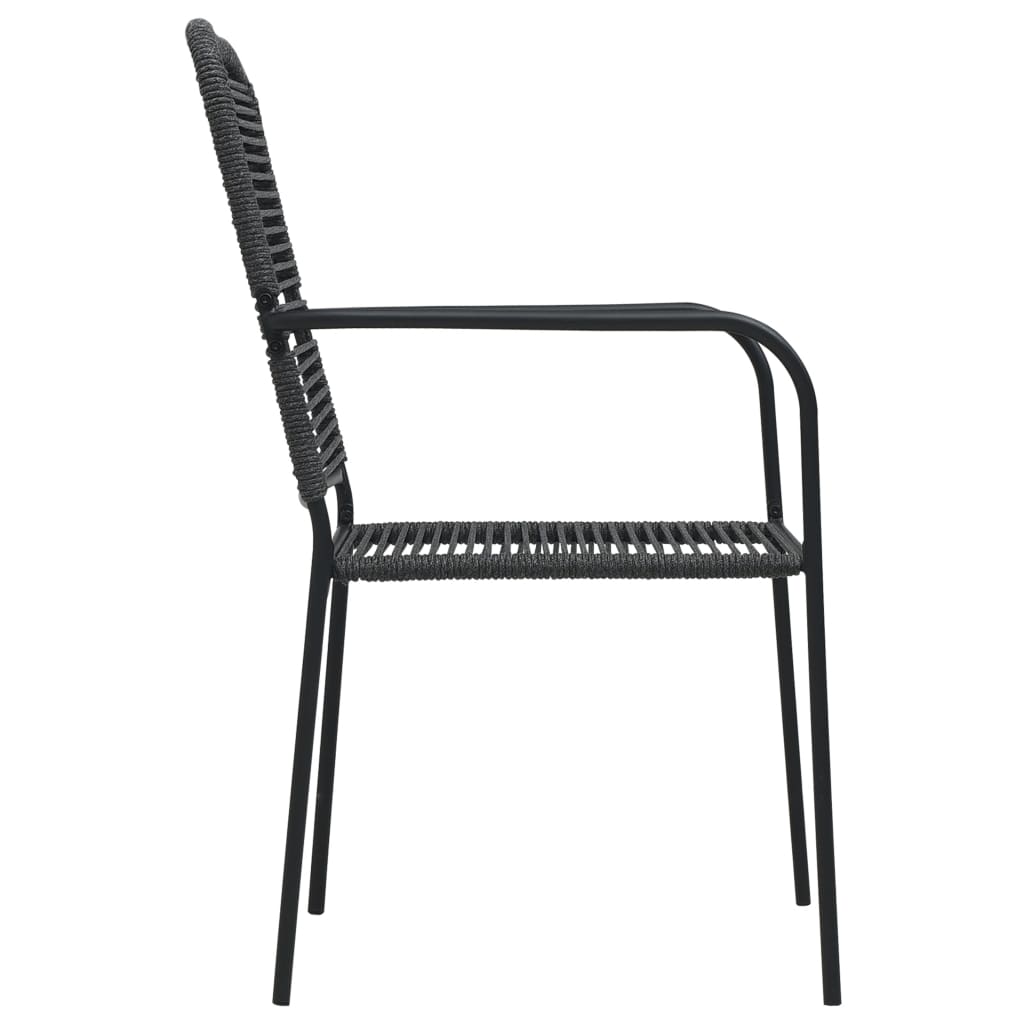 Ensemble à manger de jardin 9 pcs Corde en coton et acier Noir