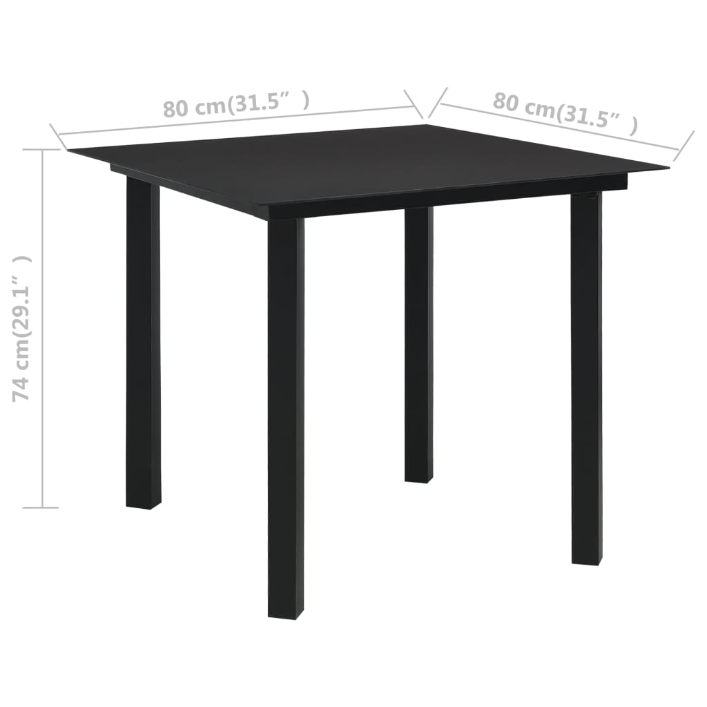 Ensemble à manger d'extérieur 3 pcs Rotin PVC Noir
