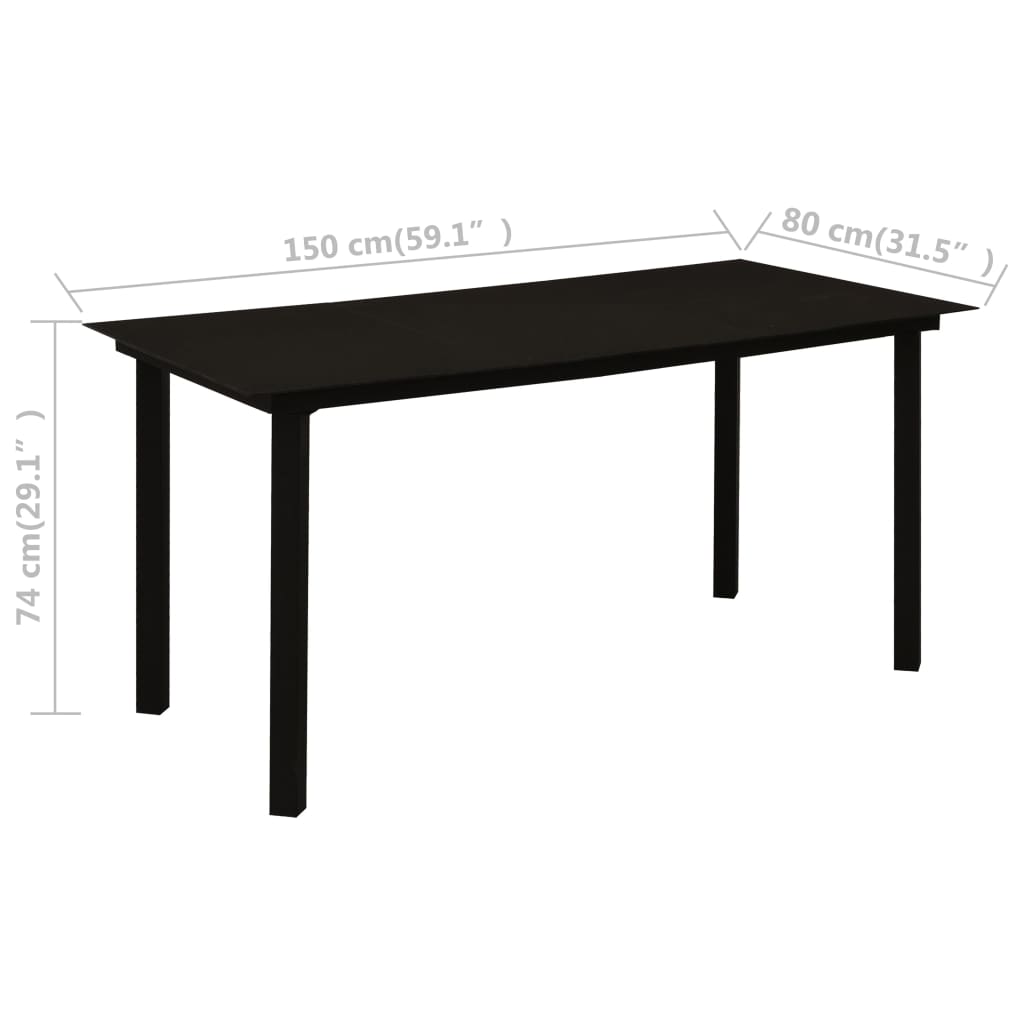 Ensemble à manger d'extérieur 5 pcs Rotin PVC Noir