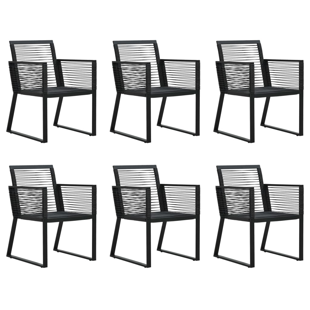 Ensemble à manger d'extérieur 7 pcs Rotin PVC Noir