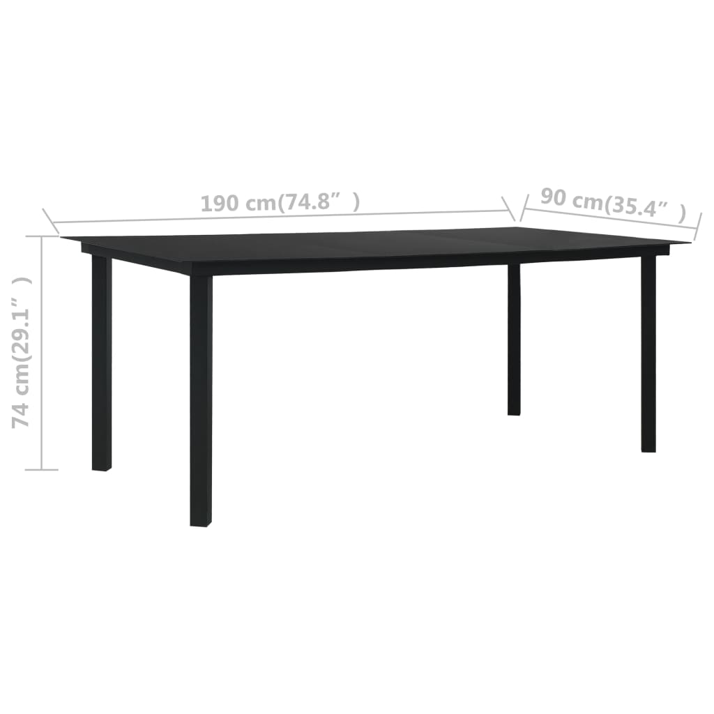 Ensemble à manger d'extérieur 7 pcs Rotin PVC Noir
