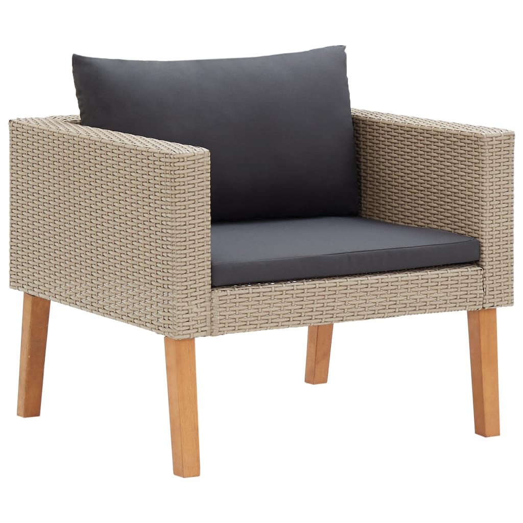 Salon de jardin 4 pcs avec coussins Résine tressée Beige