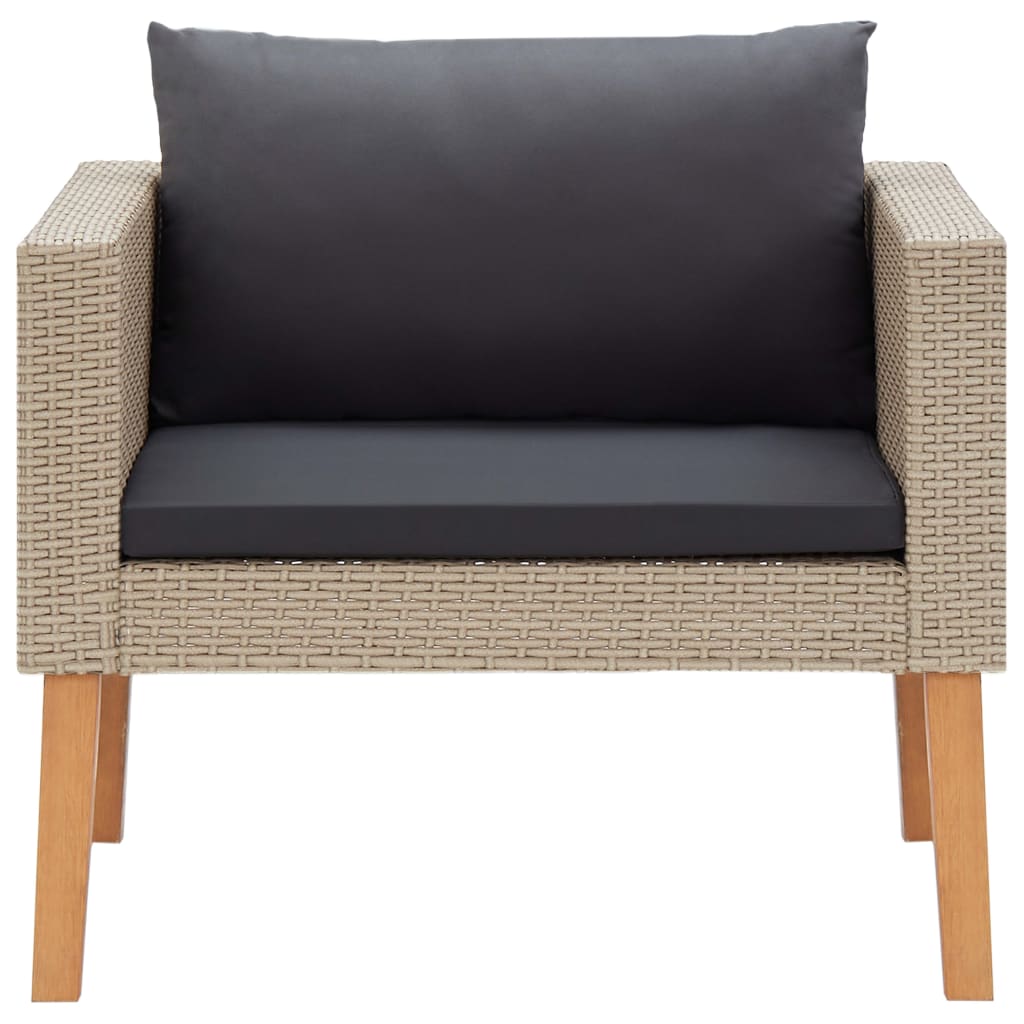 Salon de jardin 4 pcs avec coussins Résine tressée Beige