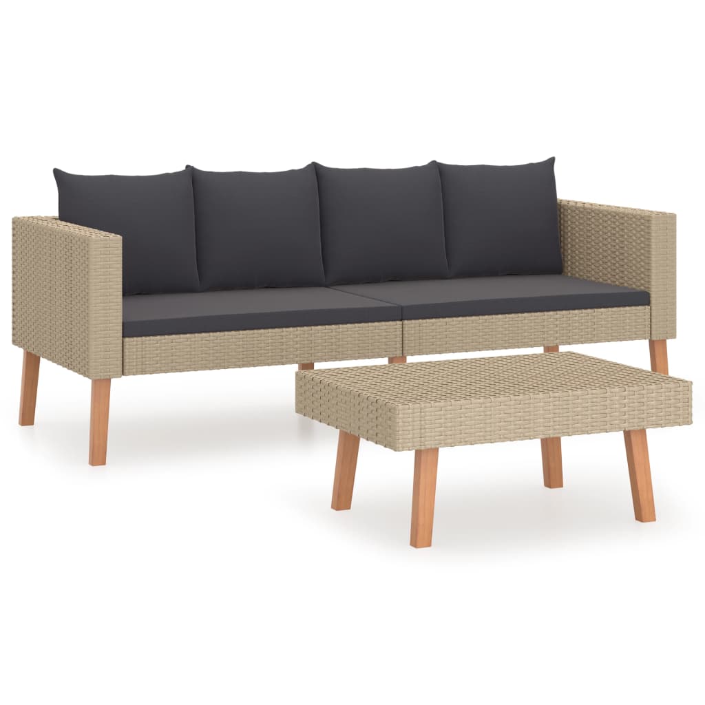 Salon de jardin 2 pcs avec coussins Résine tressée Beige - XIOS
