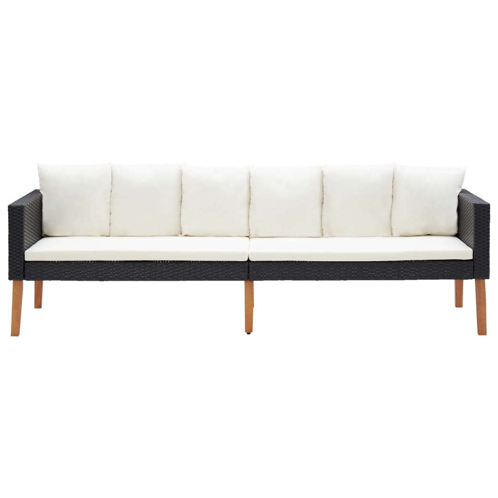 Salon de jardin 4 pcs avec coussins Résine tressée Noir