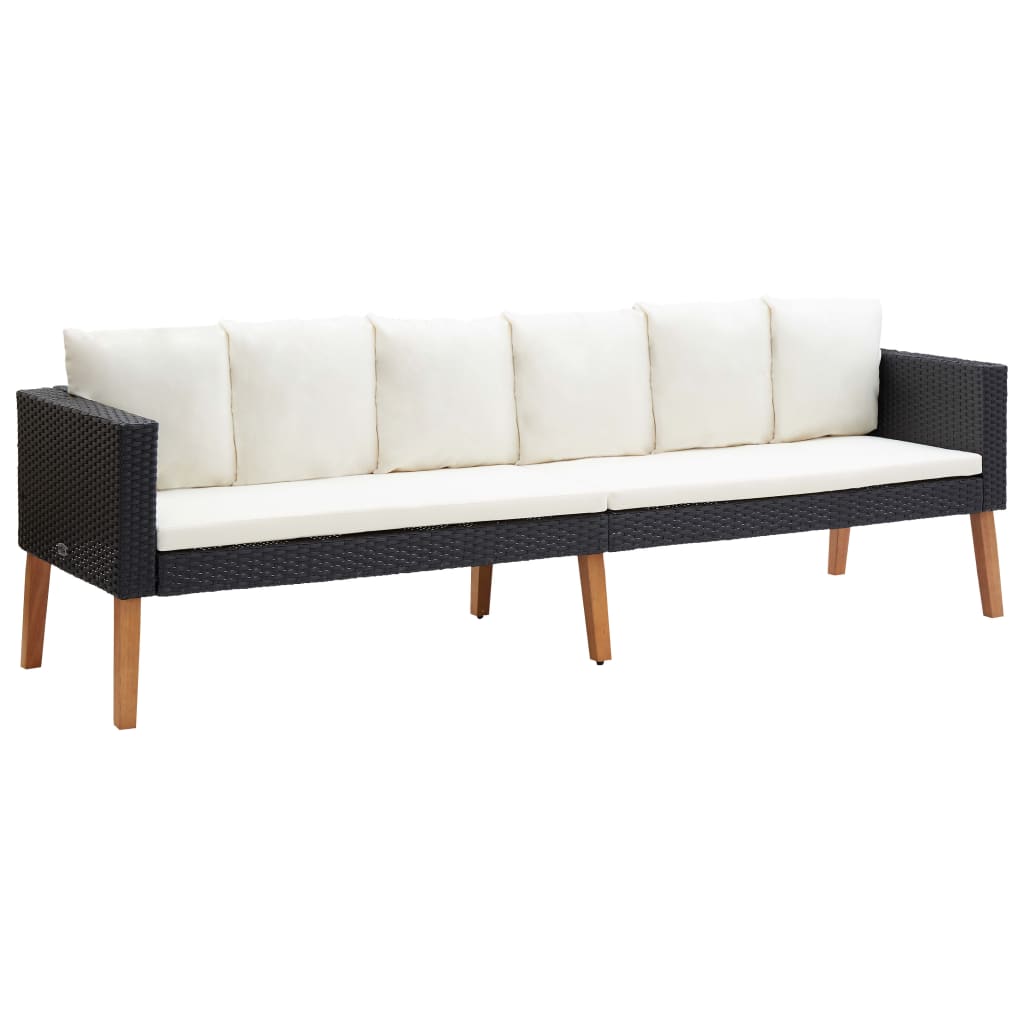 Salon de jardin 4 pcs avec coussins Résine tressée Noir