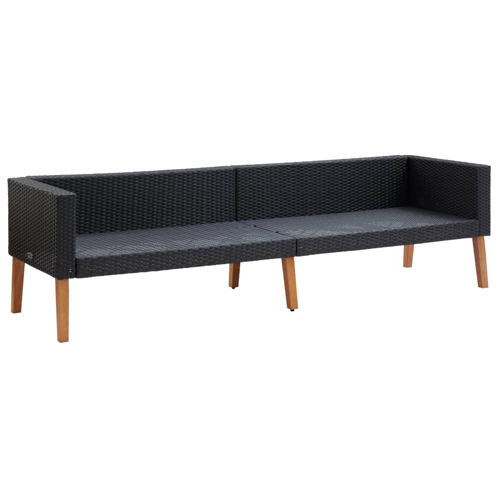 Salon de jardin 4 pcs avec coussins Résine tressée Noir