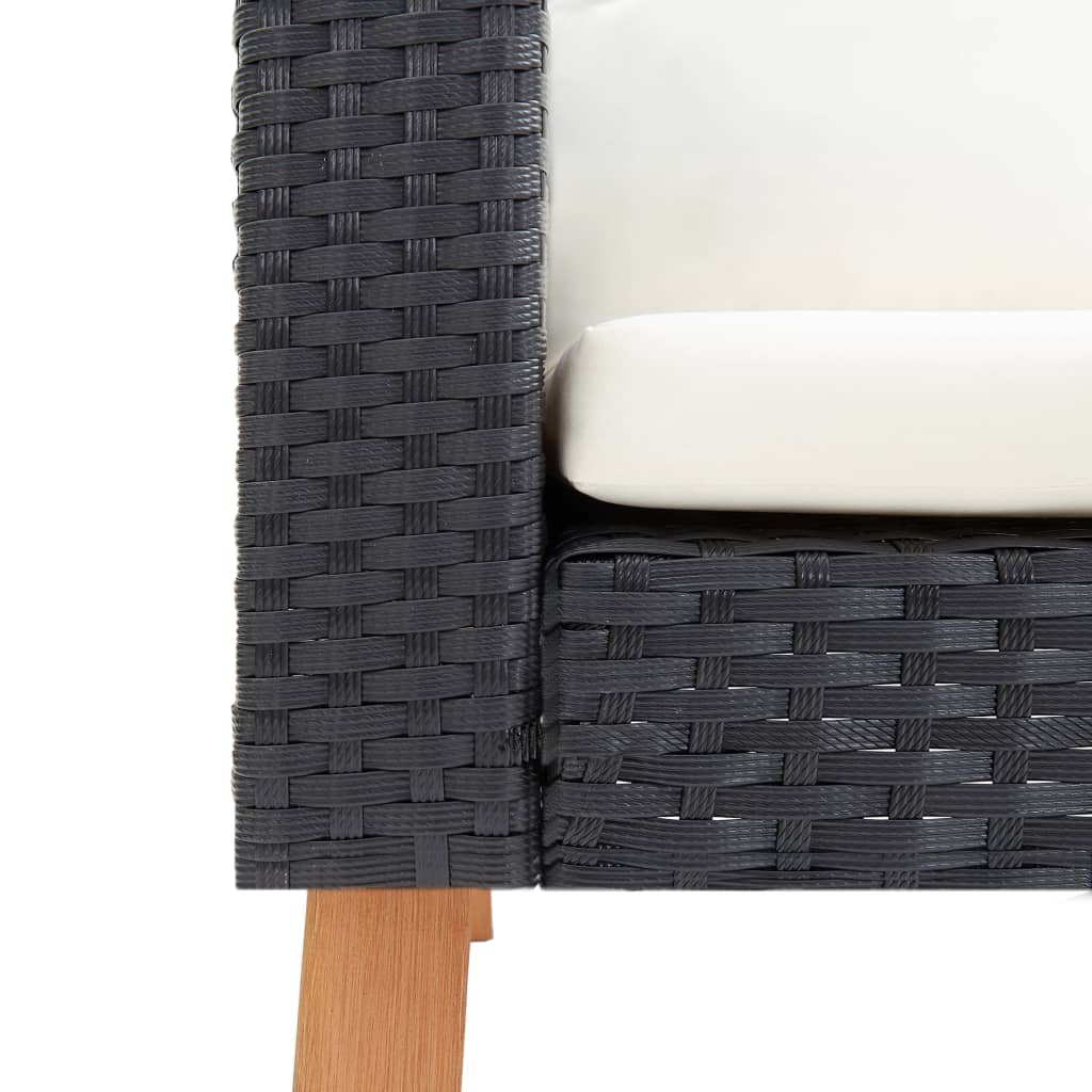 Salon de jardin 4 pcs avec coussins Résine tressée Noir