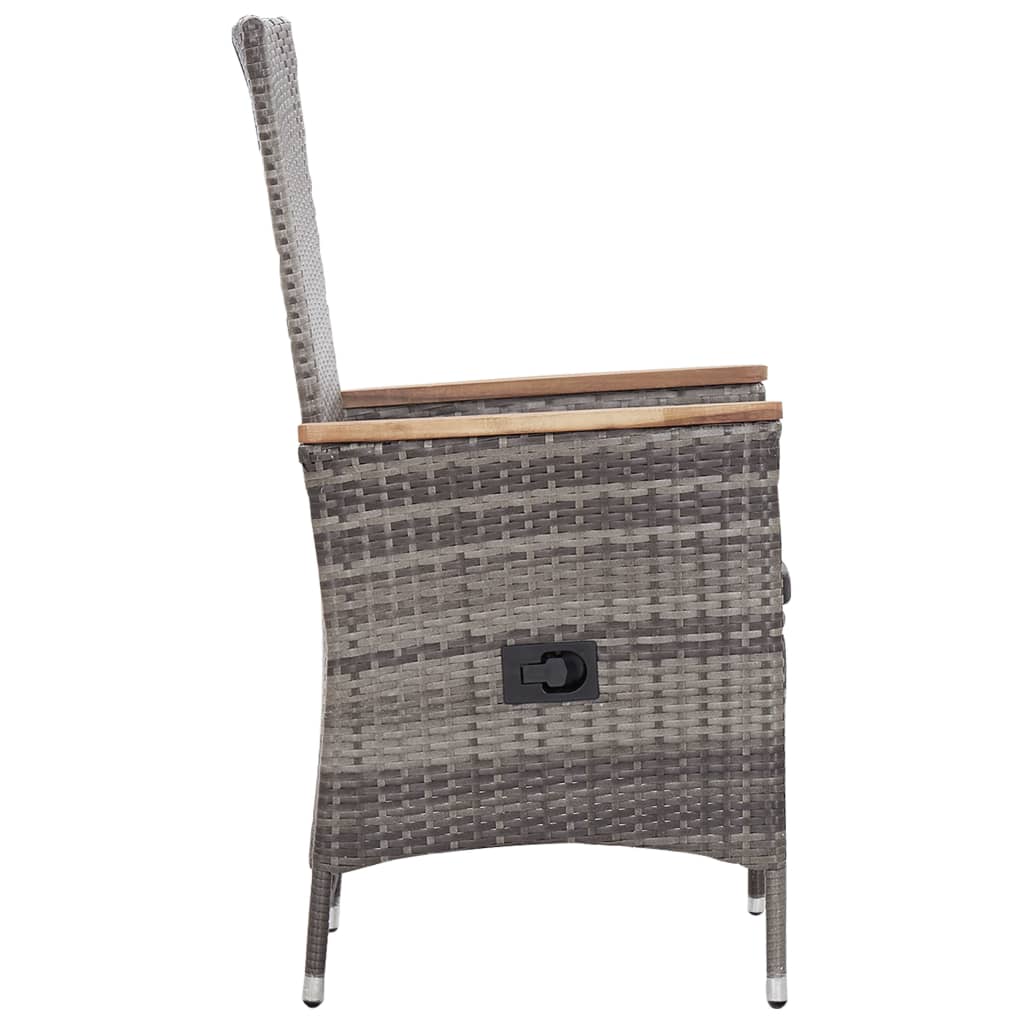 Salon de jardin 3 pcs avec coussins Résine tressée Gris