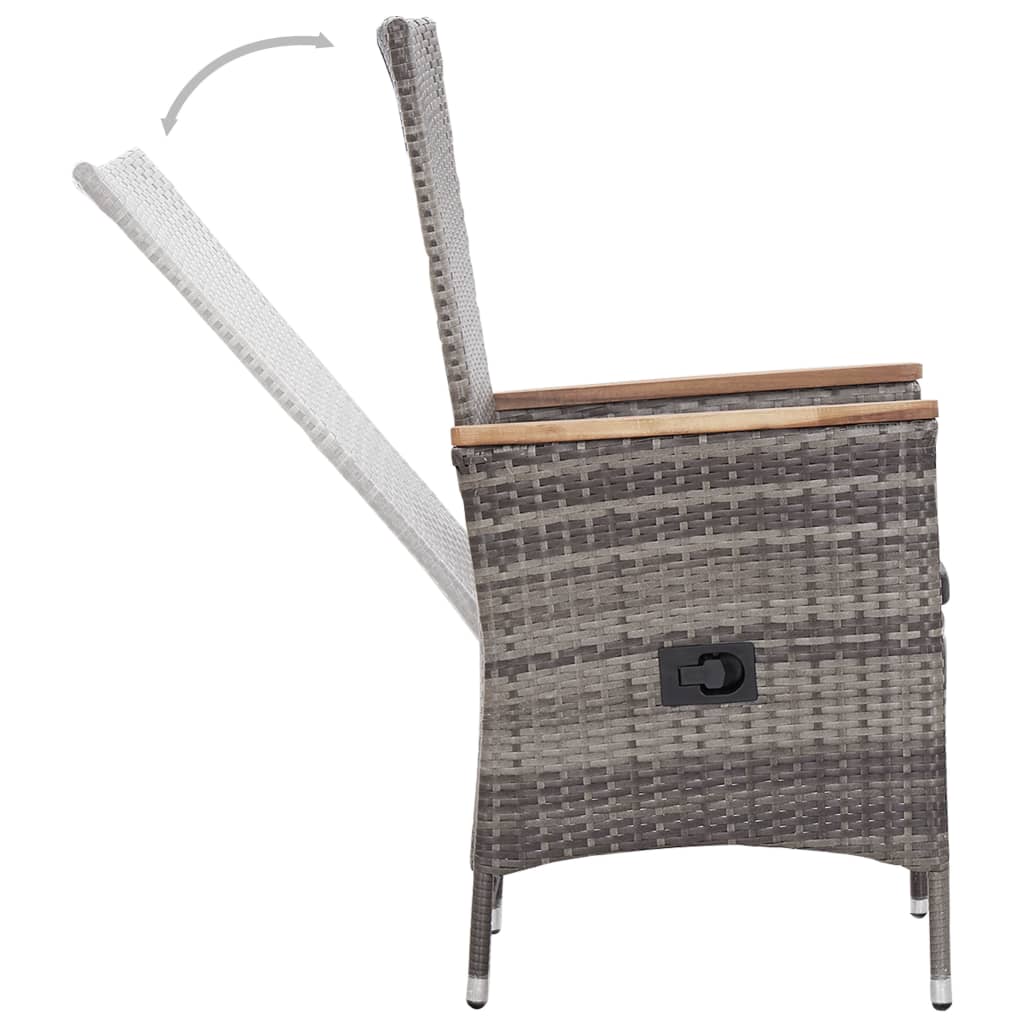 Salon de jardin 3 pcs avec coussins Résine tressée Gris