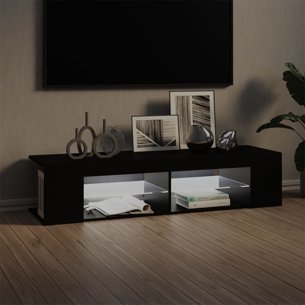 Meuble TV avec lumières LED noir 135x39x30 cm - XIOS