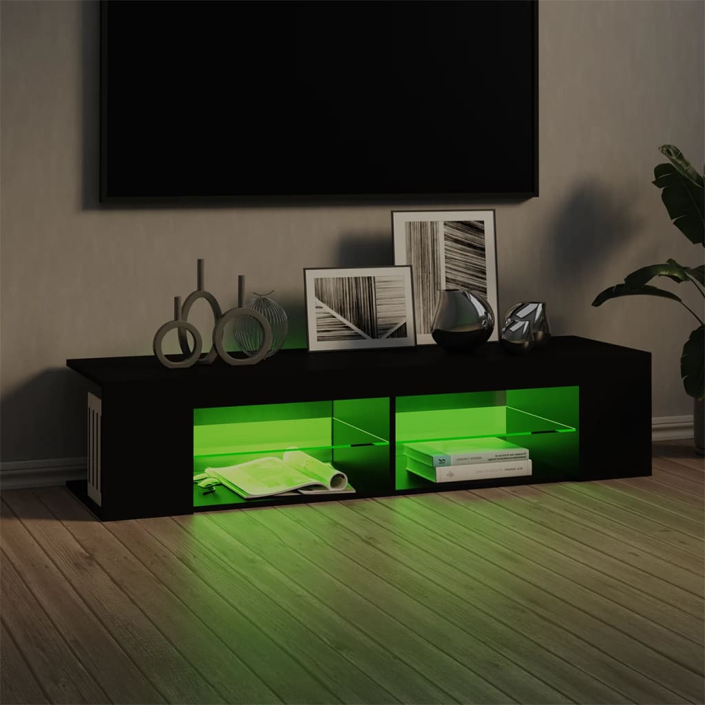 Meuble TV avec lumières LED noir 135x39x30 cm - XIOS