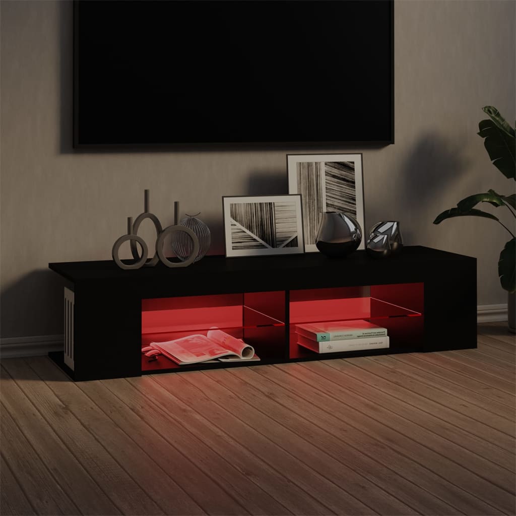 Meuble TV avec lumières LED noir 135x39x30 cm - XIOS