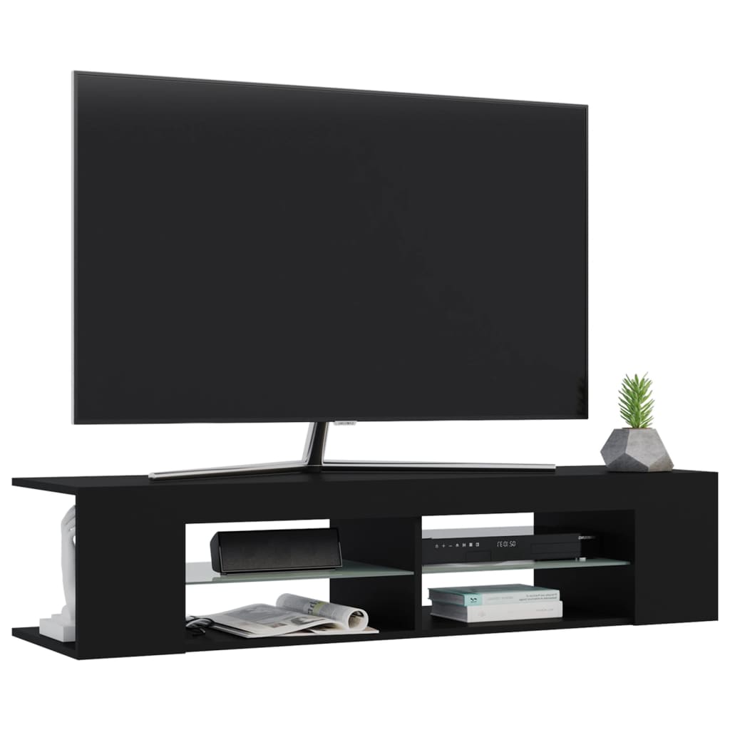 Meuble TV avec lumières LED noir 135x39x30 cm - XIOS