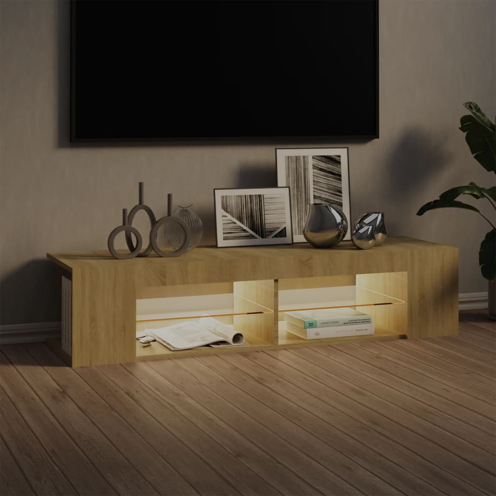 Meuble TV avec lumières LED chêne sonoma 135x39x30 cm Meubles TV vidaXL   
