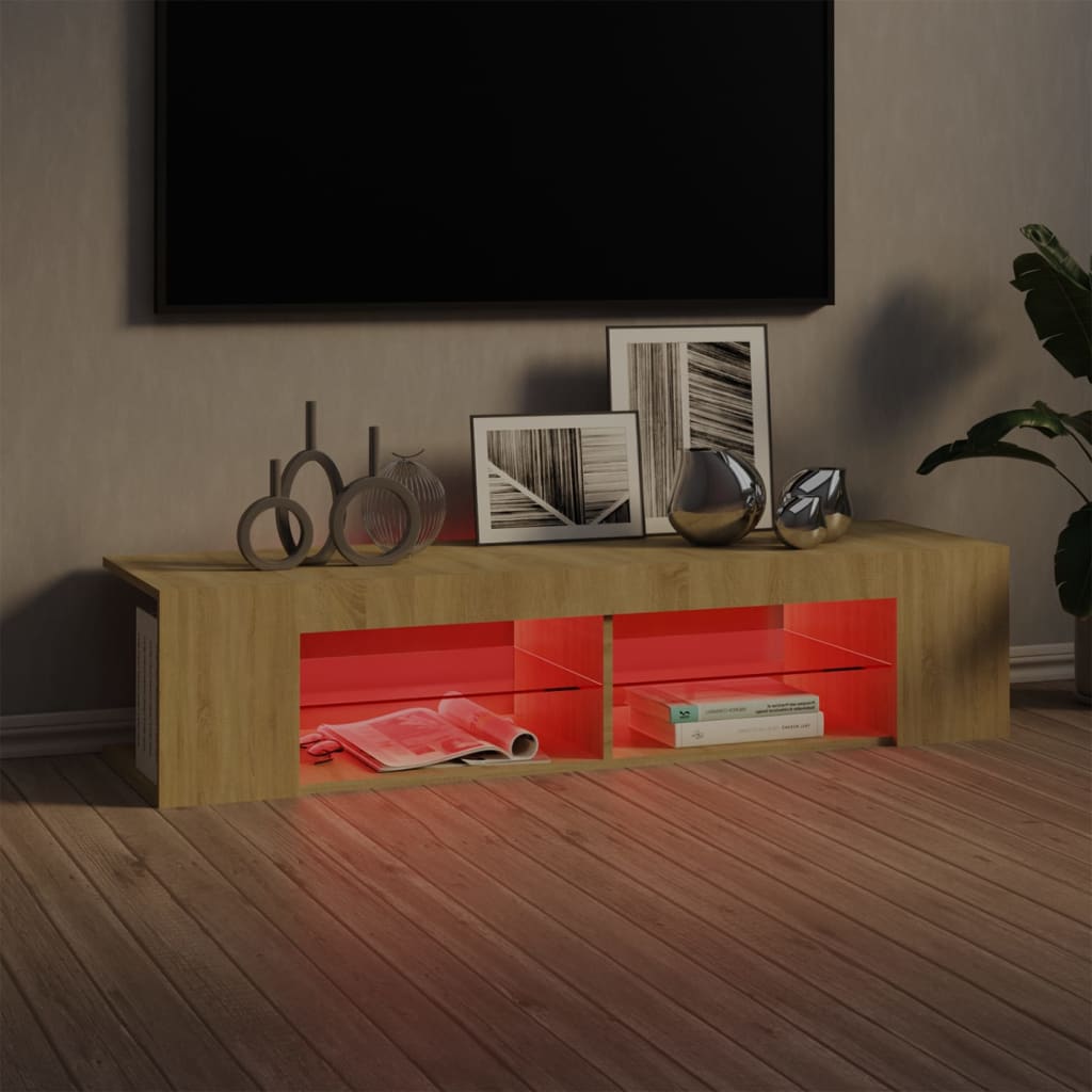 Meuble TV avec lumières LED chêne sonoma 135x39x30 cm Meubles TV vidaXL   