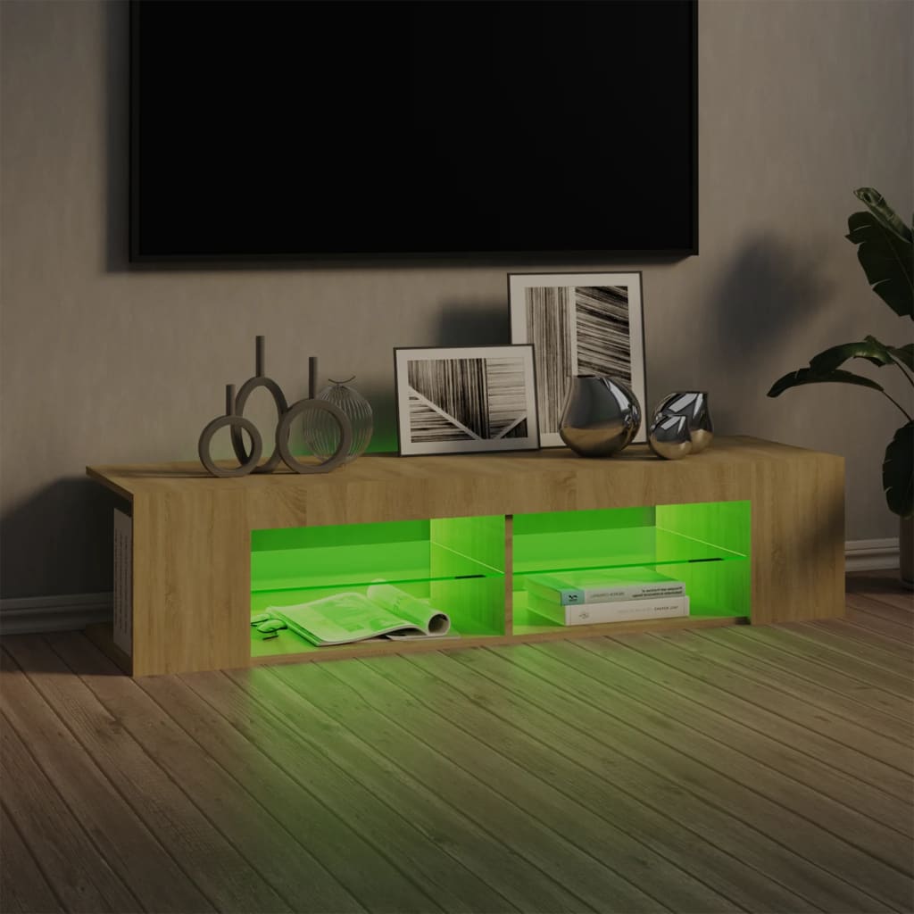 Meuble TV avec lumières LED chêne sonoma 135x39x30 cm Meubles TV vidaXL   