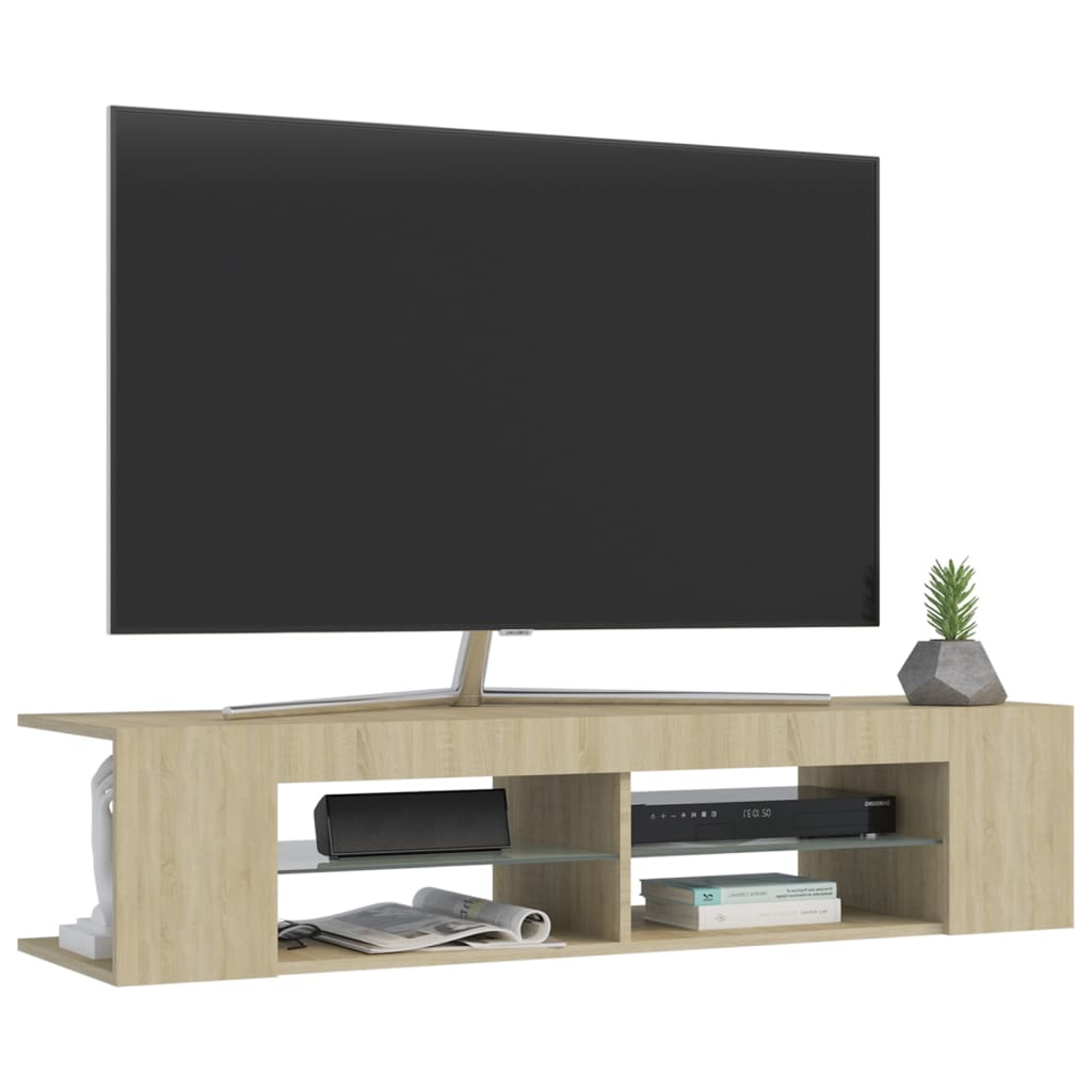 Meuble TV avec lumières LED chêne sonoma 135x39x30 cm Meubles TV vidaXL   