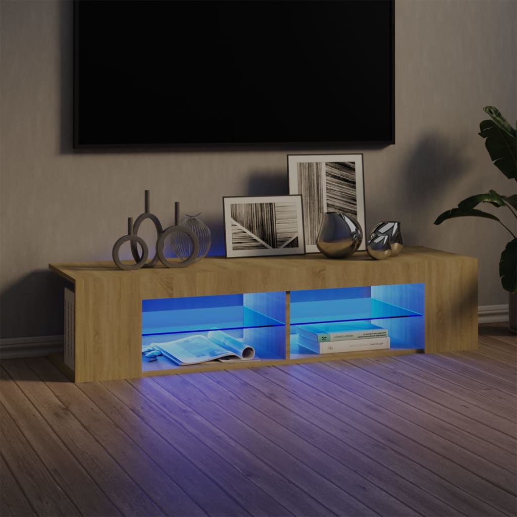 Meuble TV avec lumières LED chêne sonoma 135x39x30 cm Meubles TV vidaXL   