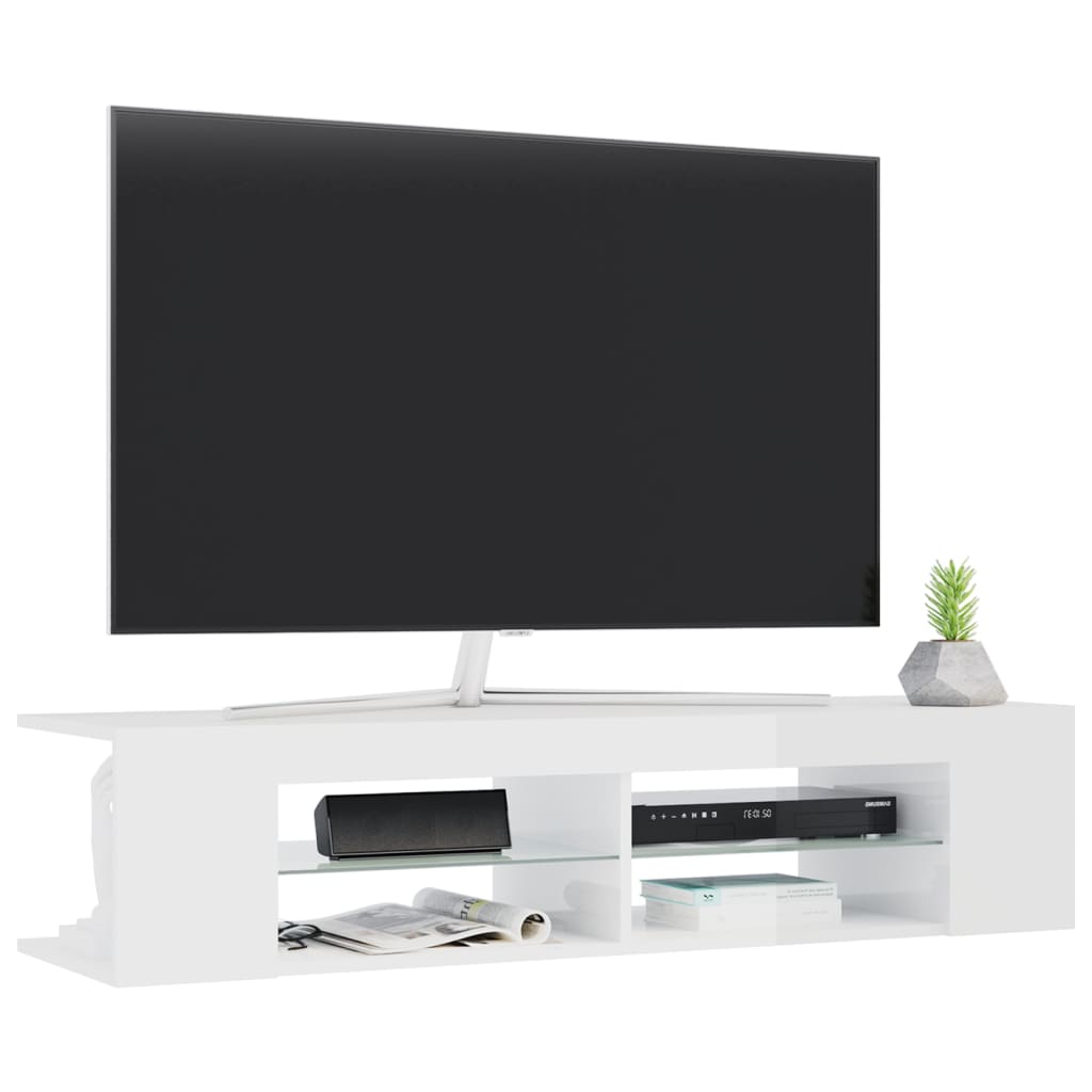 Meuble TV avec lumières LED blanc brillant 135x39x30 cm Meubles TV vidaXL   