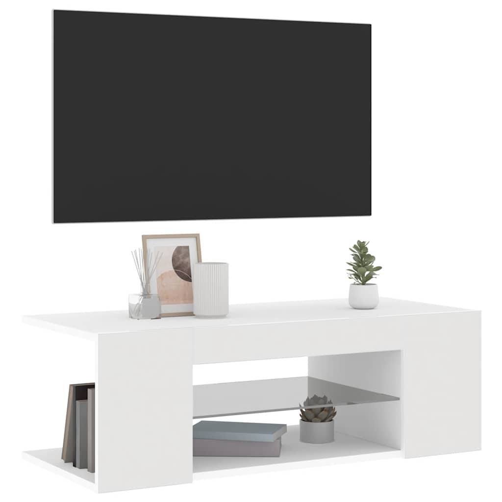 Meuble TV avec lumières LED Blanc 90x39x30 cm - XIOS
