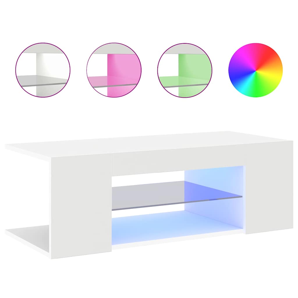 Meuble TV avec lumières LED Blanc 90x39x30 cm - XIOS