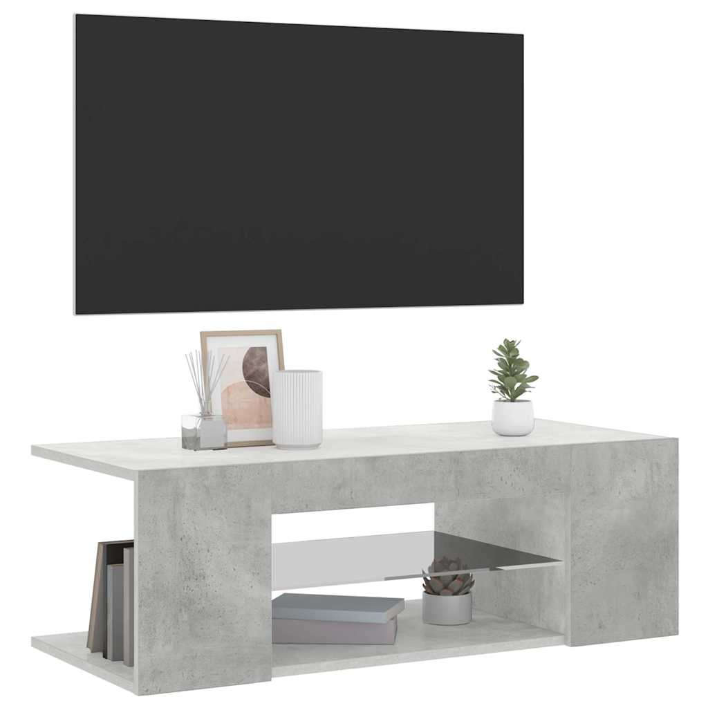 Meuble TV avec lumières LED gris béton 90x39x30 cm - XIOS