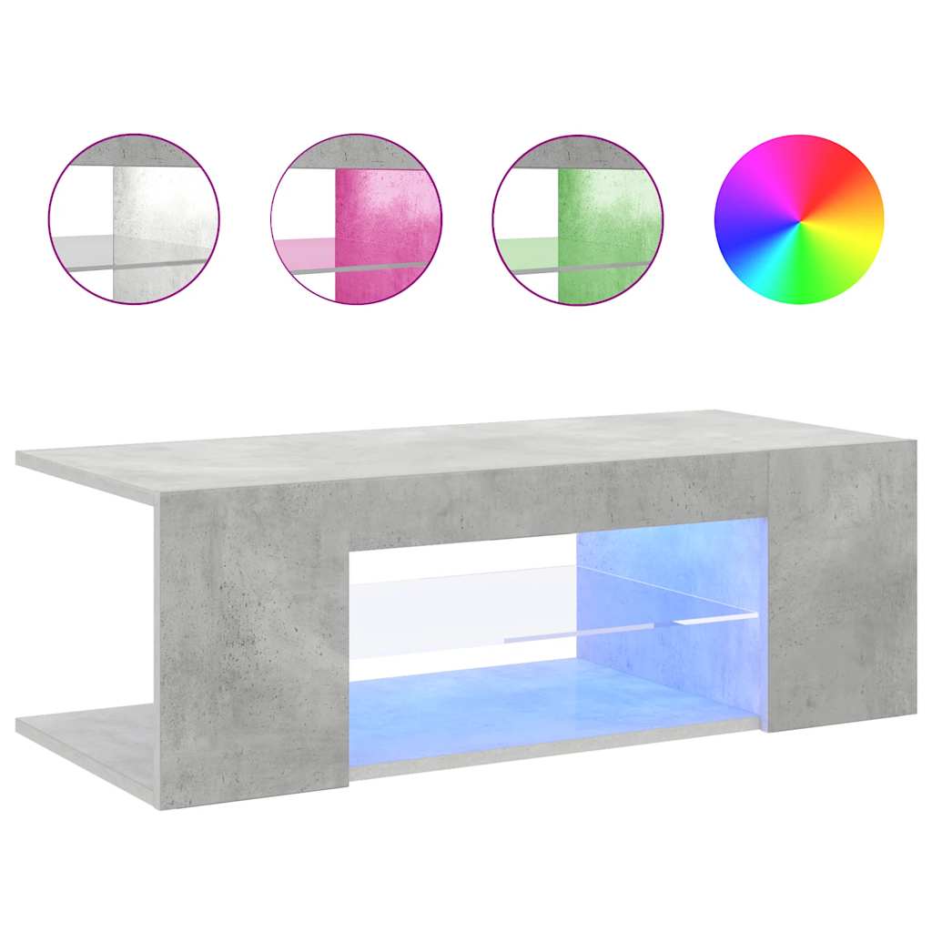 Meuble TV avec lumières LED gris béton 90x39x30 cm - XIOS
