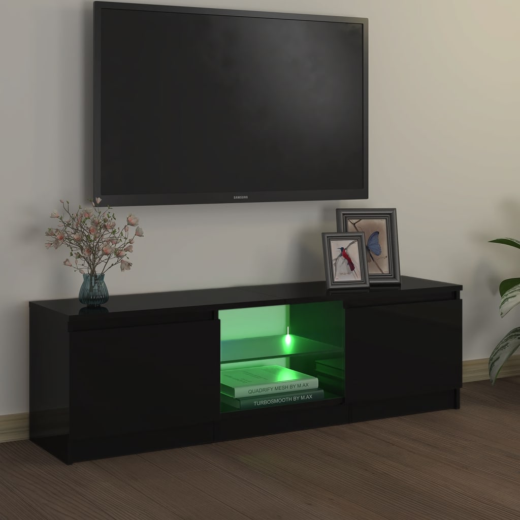 Meuble TV avec lumières LED Noir 120x30x35,5 cm Meubles TV vidaXL   