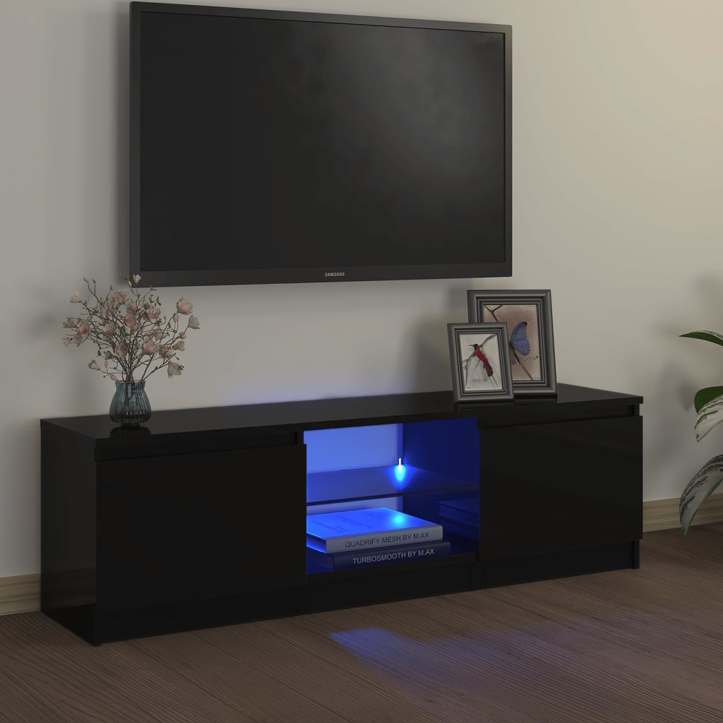 Meuble TV avec lumières LED Noir 120x30x35,5 cm Meubles TV vidaXL   