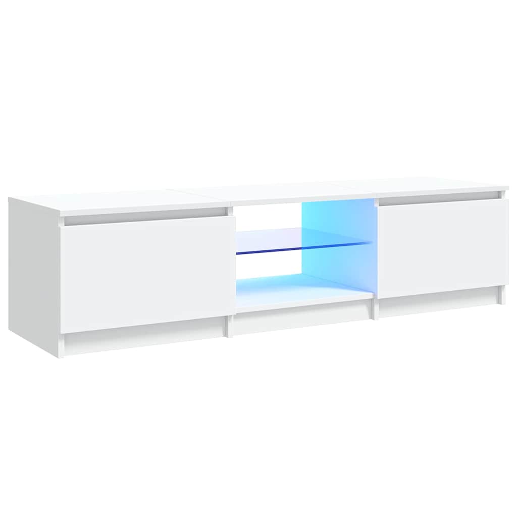 Meuble TV avec lumières LED blanc 140x40x36 cm - XIOS