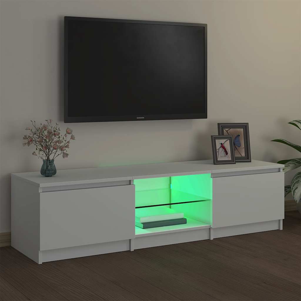 Meuble TV avec lumières LED blanc 140x40x36 cm - XIOS