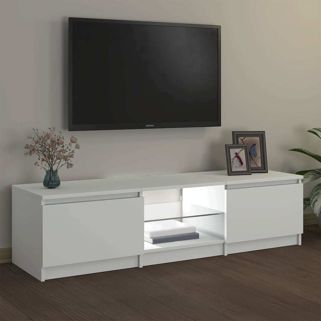 Meuble TV avec lumières LED blanc 140x40x36 cm - XIOS