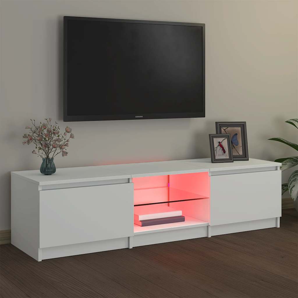 Meuble TV avec lumières LED blanc 140x40x36 cm - XIOS