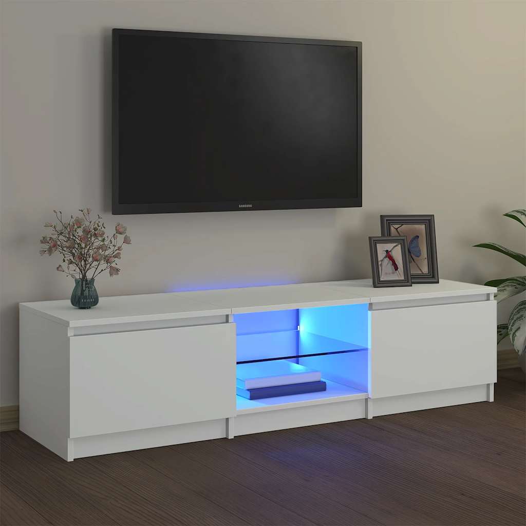 Meuble TV avec lumières LED blanc 140x40x36 cm - XIOS