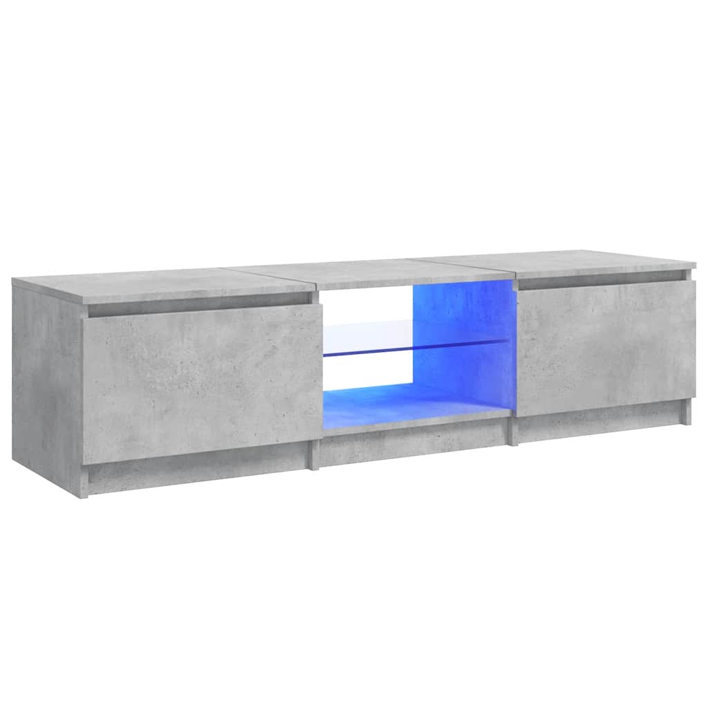 Meuble TV avec lumières LED gris béton 140x40x36 cm - XIOS