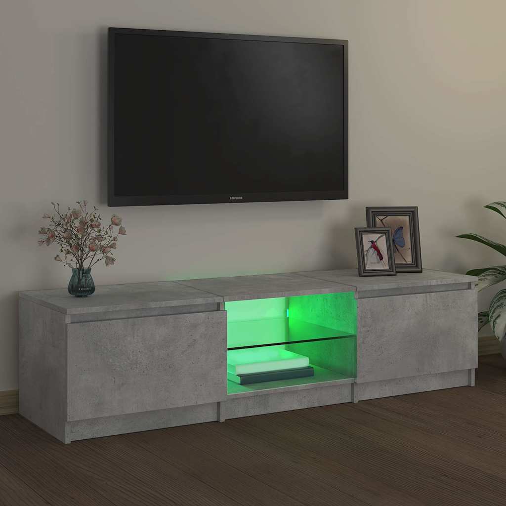 Meuble TV avec lumières LED gris béton 140x40x36 cm - XIOS
