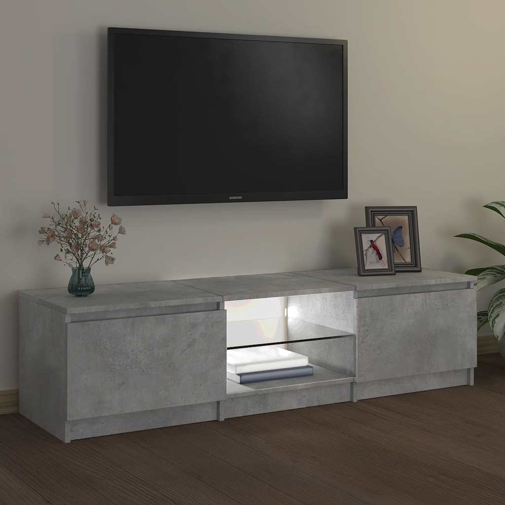 Meuble TV avec lumières LED gris béton 140x40x36 cm - XIOS